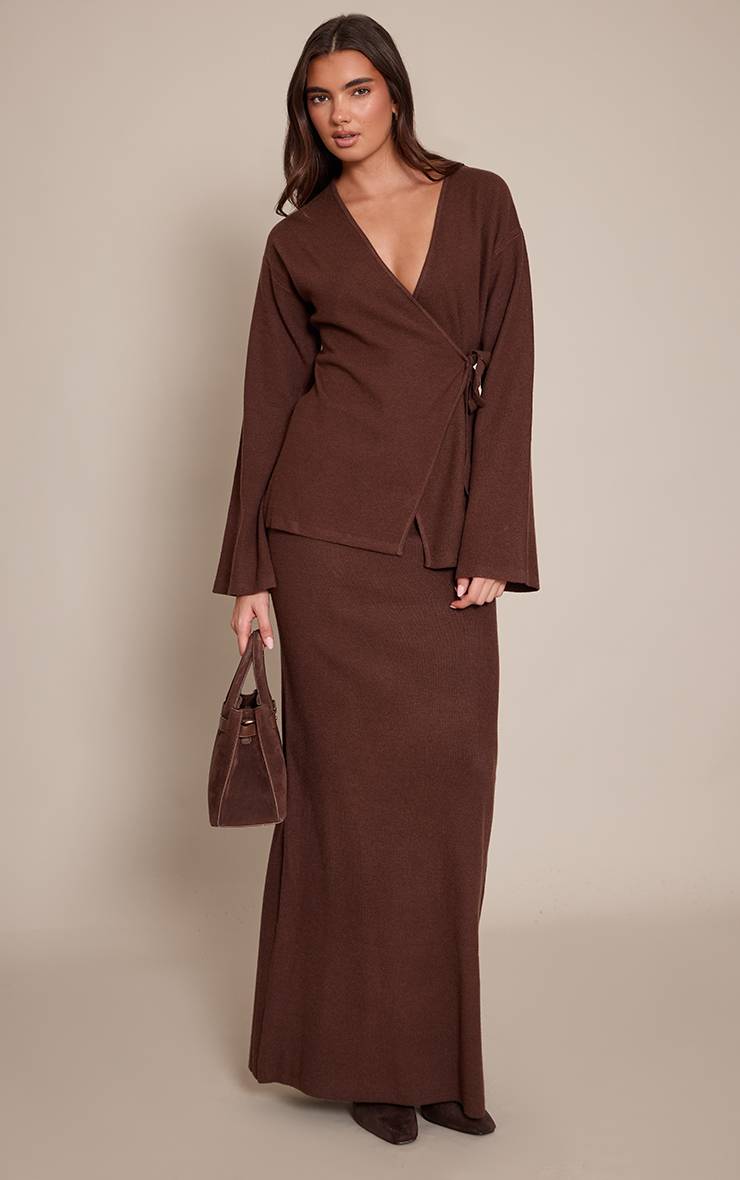 Chocolat Jupe Longue En Maille