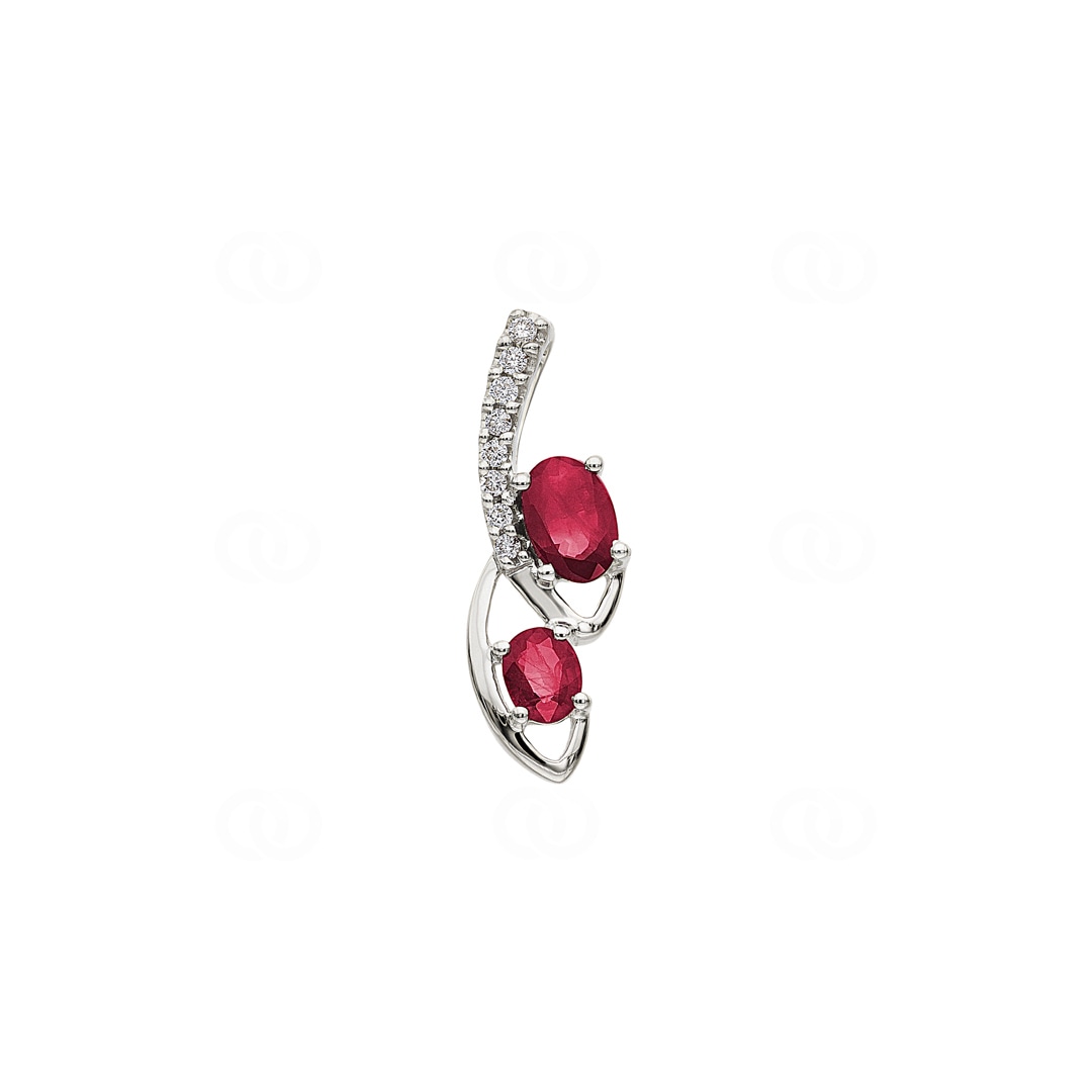Anhänger 750/18 K Weissgold mit Rubinen & Diamanten 0.06 ct H/si