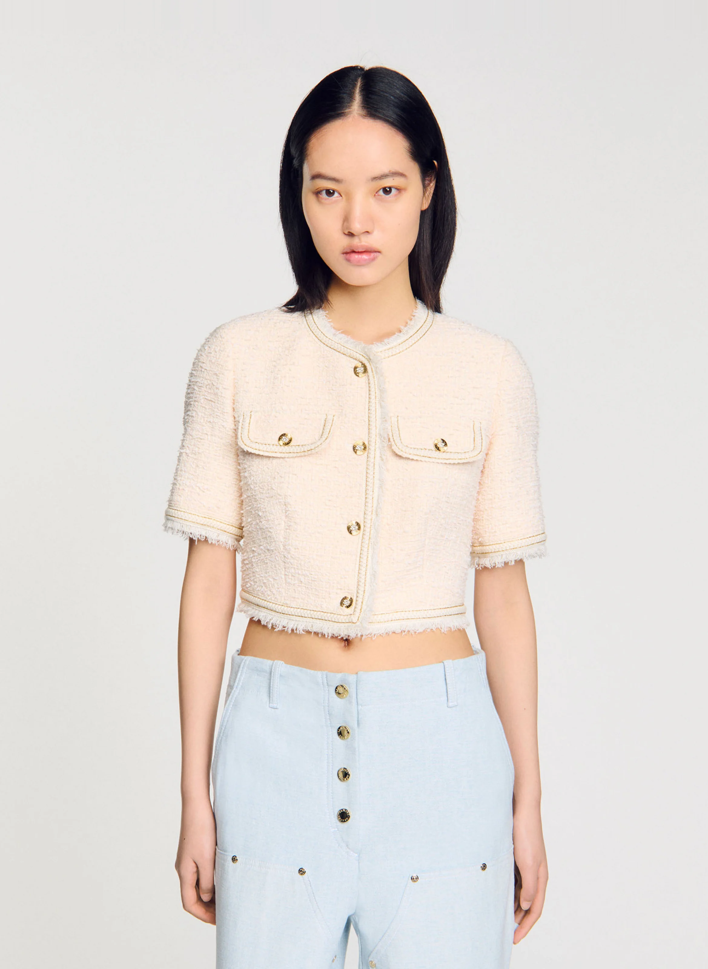 Top court col rond | Blanc