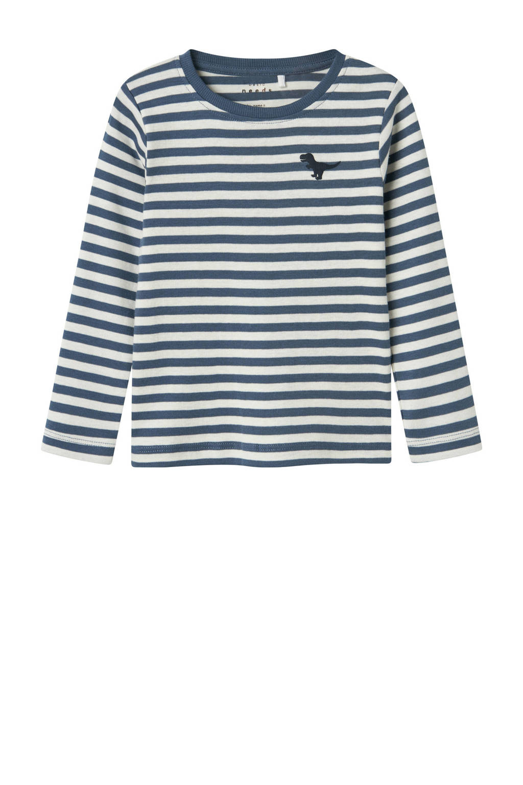 NAME IT gestreepte longsleeve NMMVILLY grijsblauw/wit