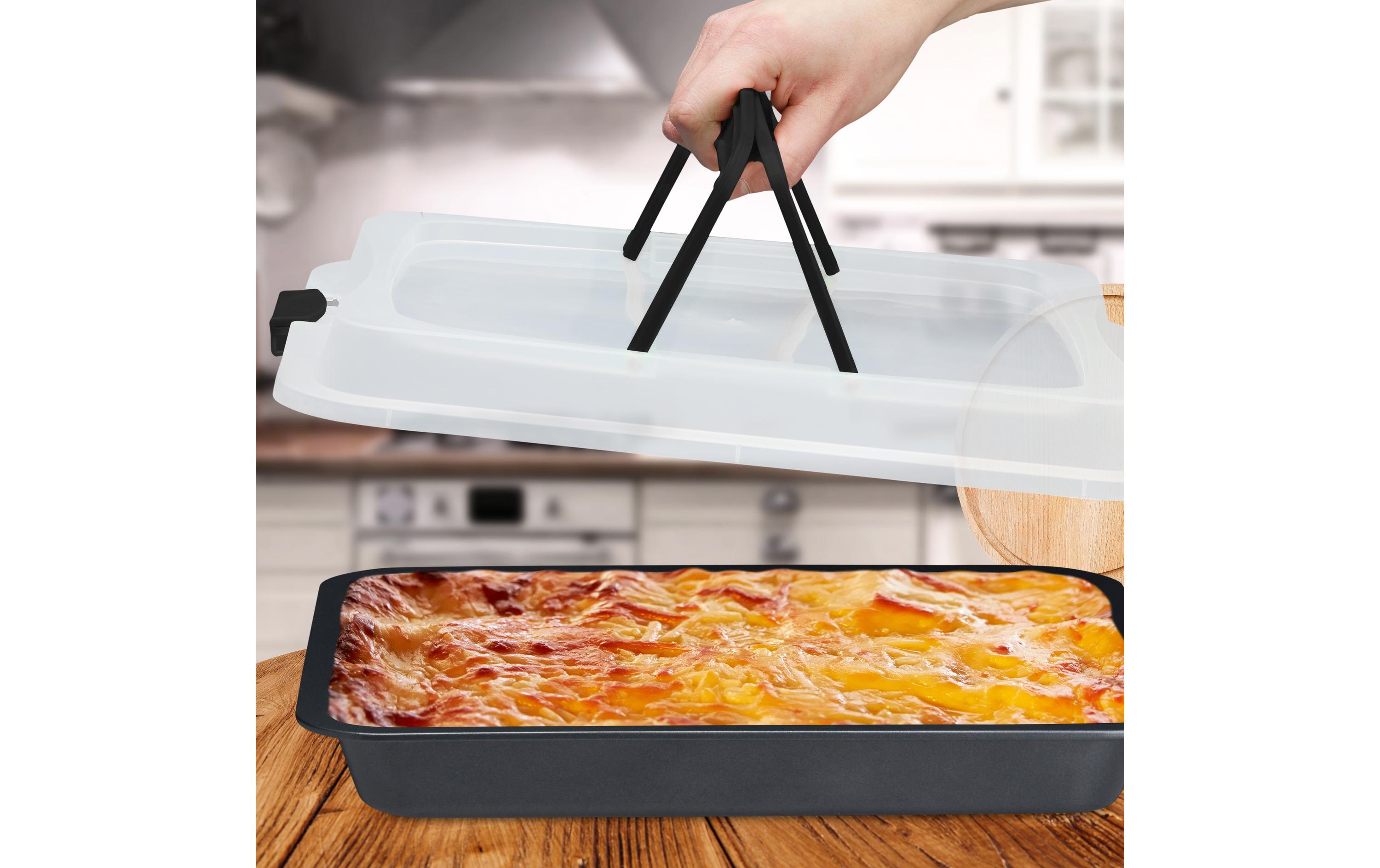 Backform eckig 40.5 cm x 32.5 cm, SchwarzPraktische Blechkuchen Transportbox