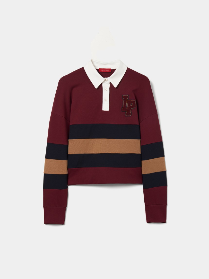 Polo de manga comprida às riscas