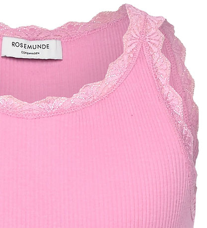 Rosemund Top - Lang - Rib - Balta - Prism Pink m. Spitze