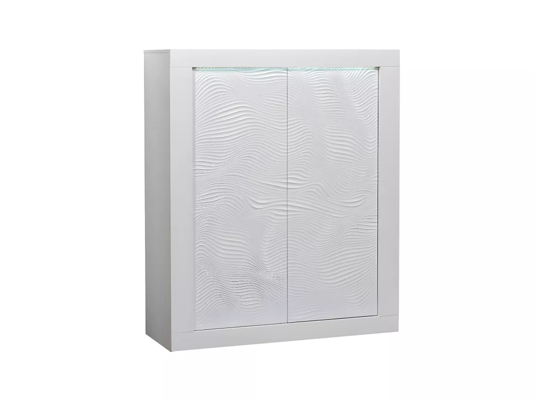 Vaisselier 2 portes Laqué Blanc à LEDs - MARKS