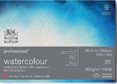 Winsor & Newton - Akvarelpapir - 25X35 CM - Hot Press - 20 Ark