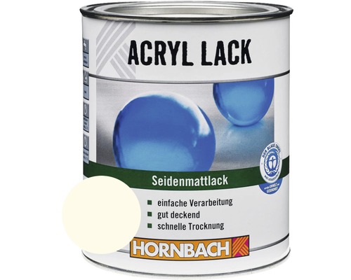 HORNBACH gekleurde acryllak, satijnen afwerking, zuiver wit, 750 ml