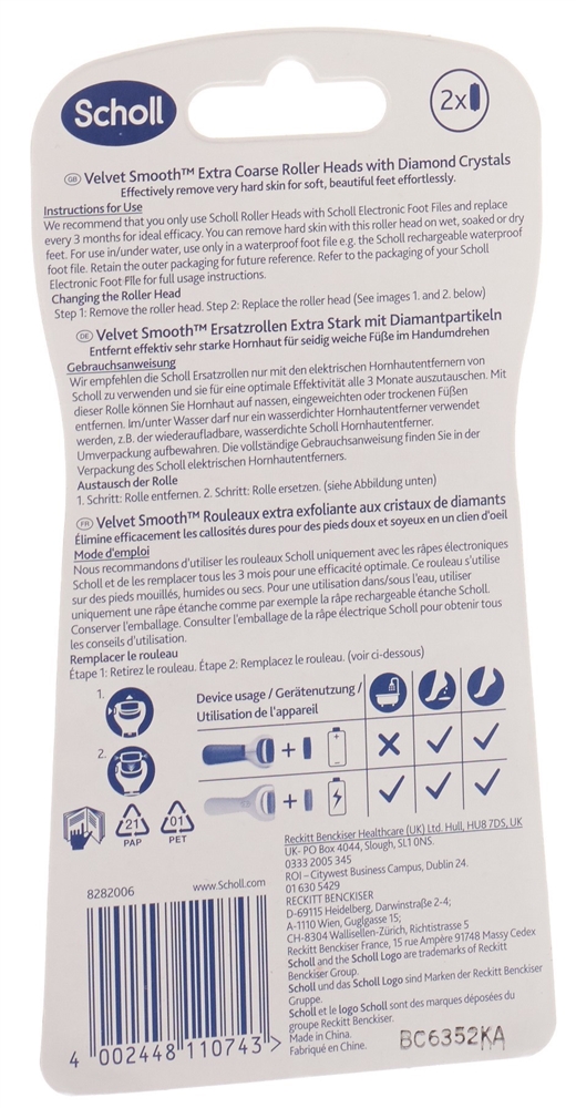 SCHOLL Velvet Smooth Pedi Rollen<br>2 Stück, extra stark Diamond