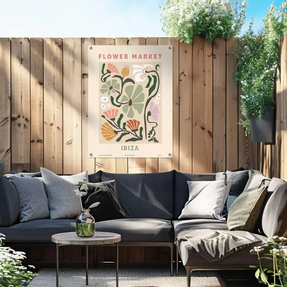 Tuinposter Flower Market - 80x60cm - Roze