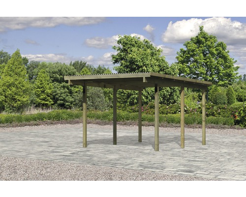 Enkele carport Karibu Eco 1A PVC panelen zonder fittingen 268x387 cm drukgeïmpregneerd