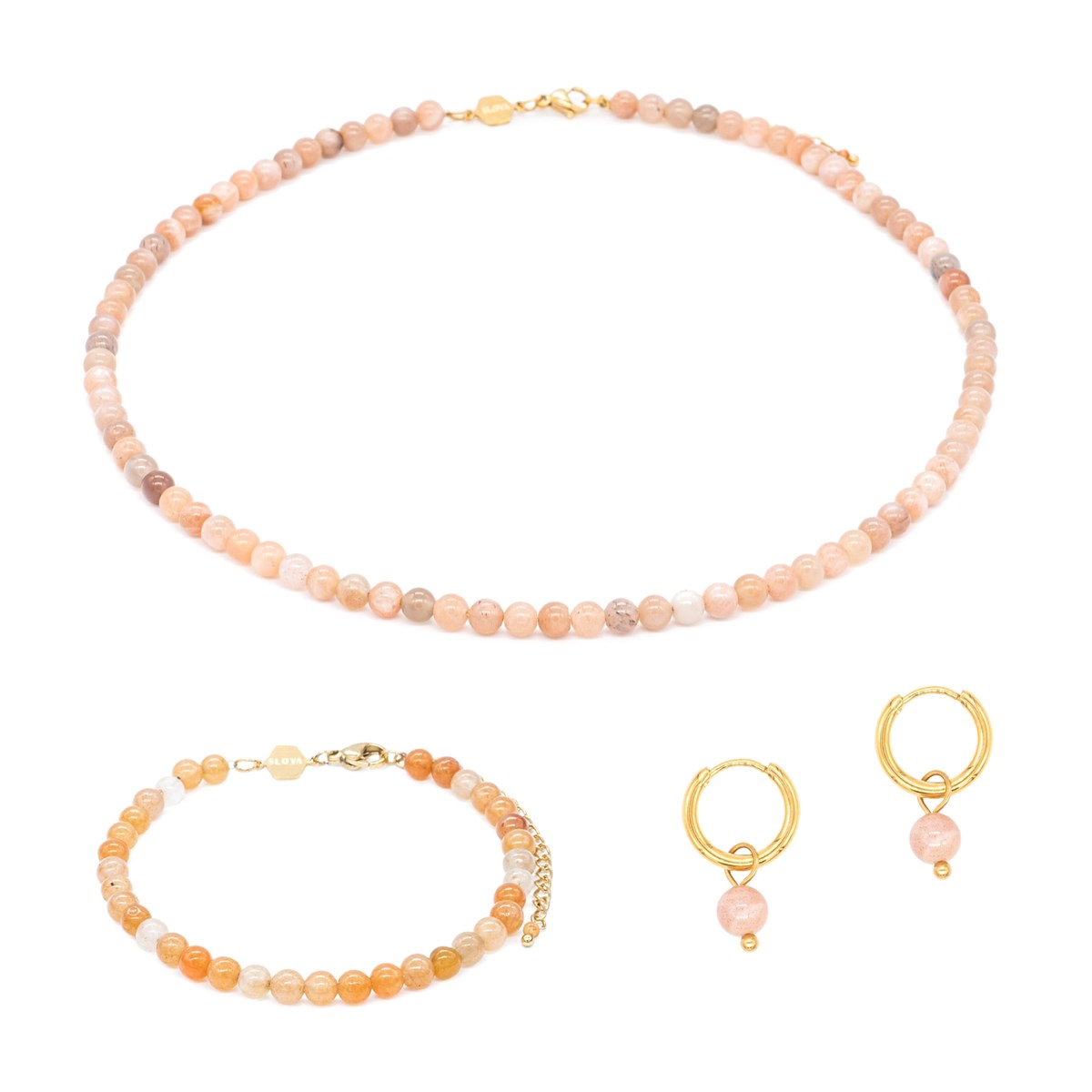 Collier, bracelet et boucles d'oreilles Serena en Pierres de Soleil