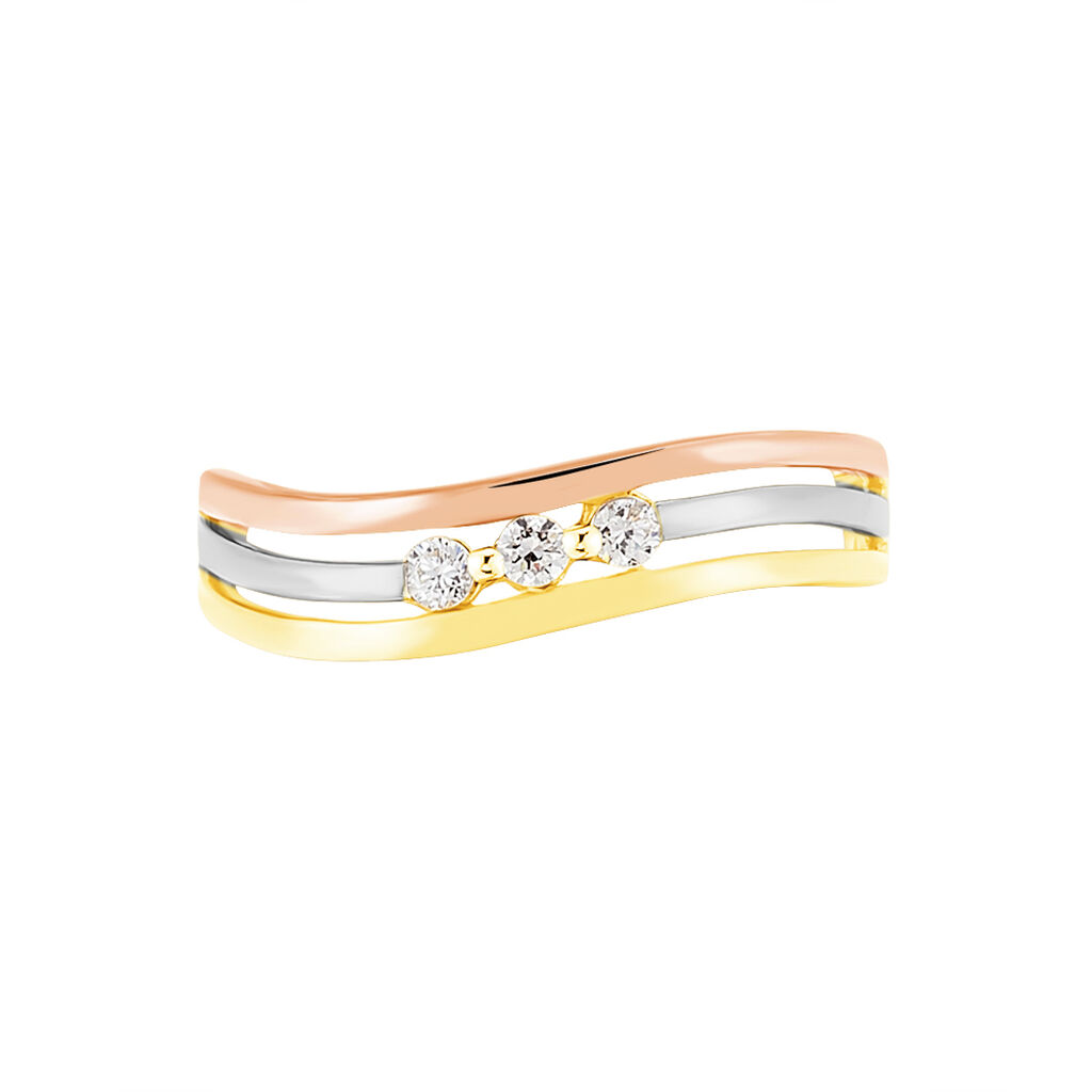 Bague Troyen Or Tricolore Diamant