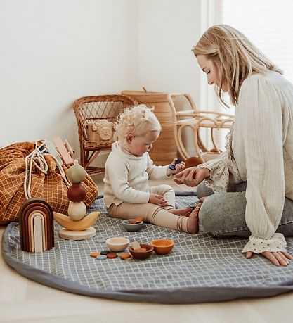 Play&Go Spielteppich - Ø140 - Gitter Blue