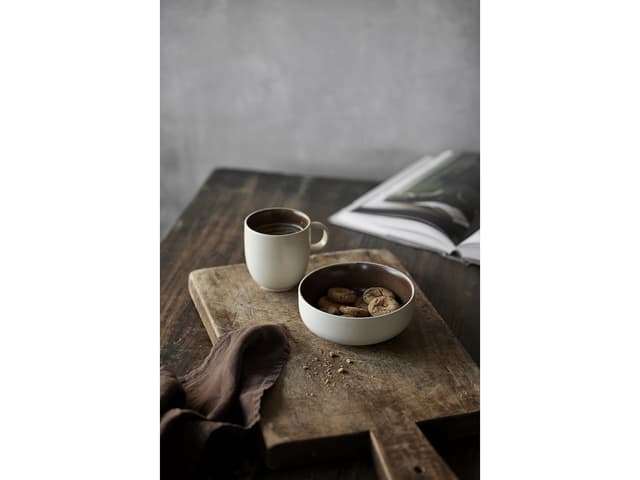Studio Round Skål Matte white/Matte bark