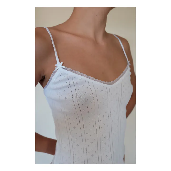 Cou Cou Intimates Top Long Cami Pointelle Coton Bio | Blanc