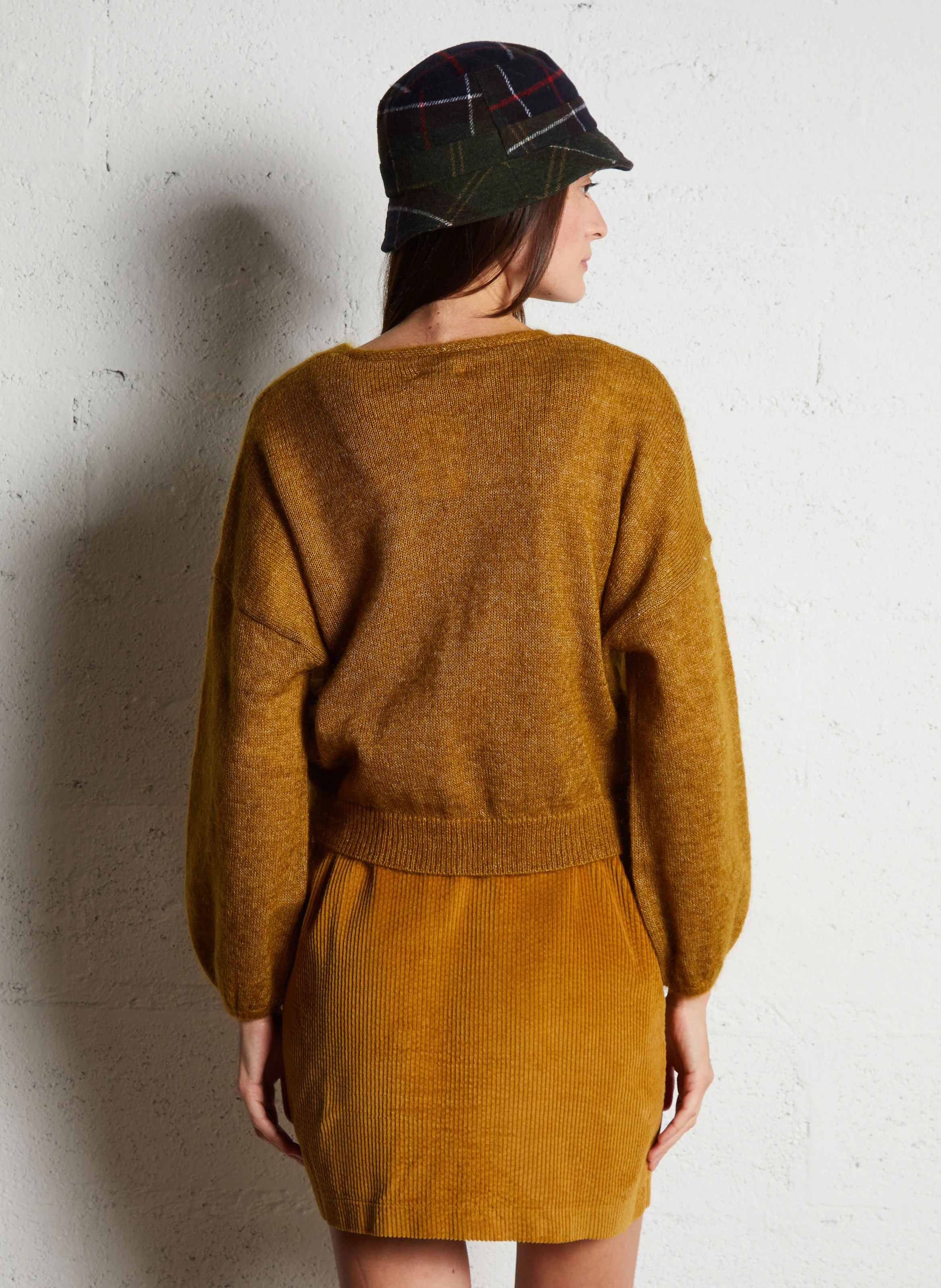 BUBULE - Gilet col V droit en maille | Orange