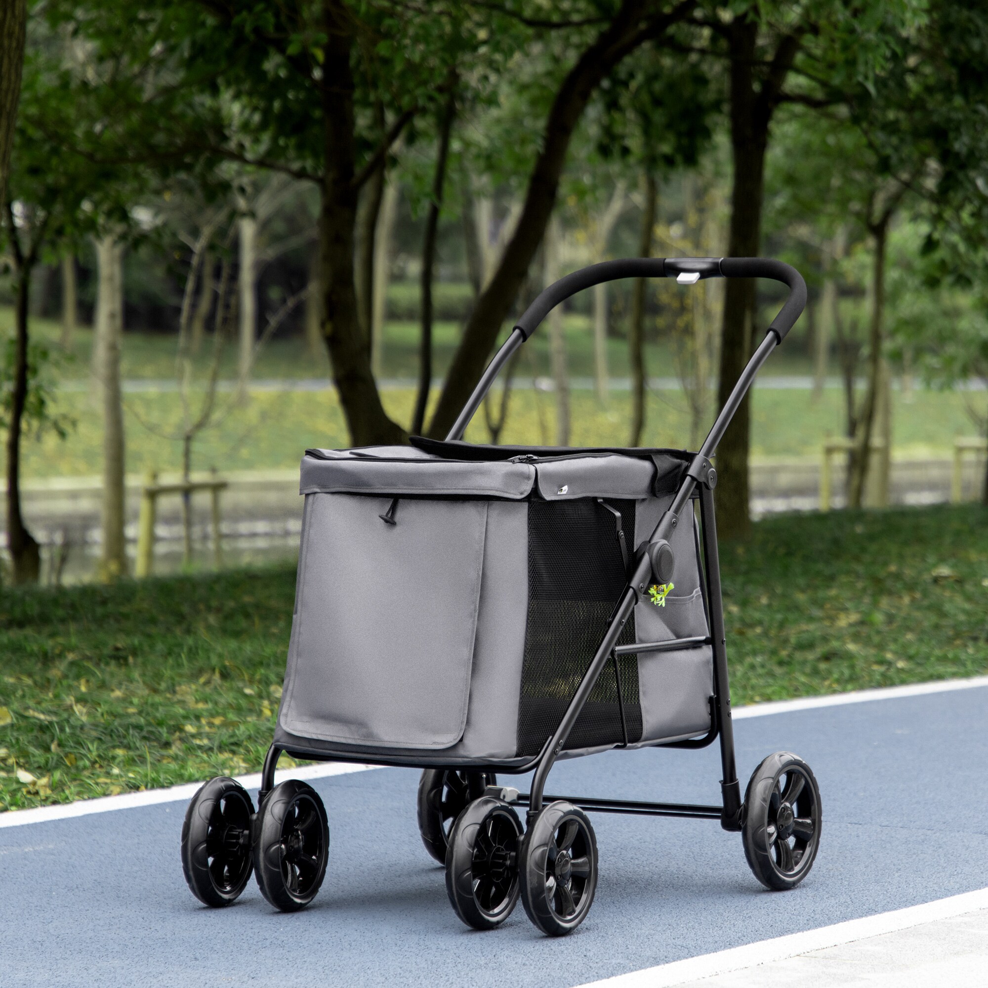 PawHut Hundewagen mit Kissen grau 102L x 62B x 105H cm