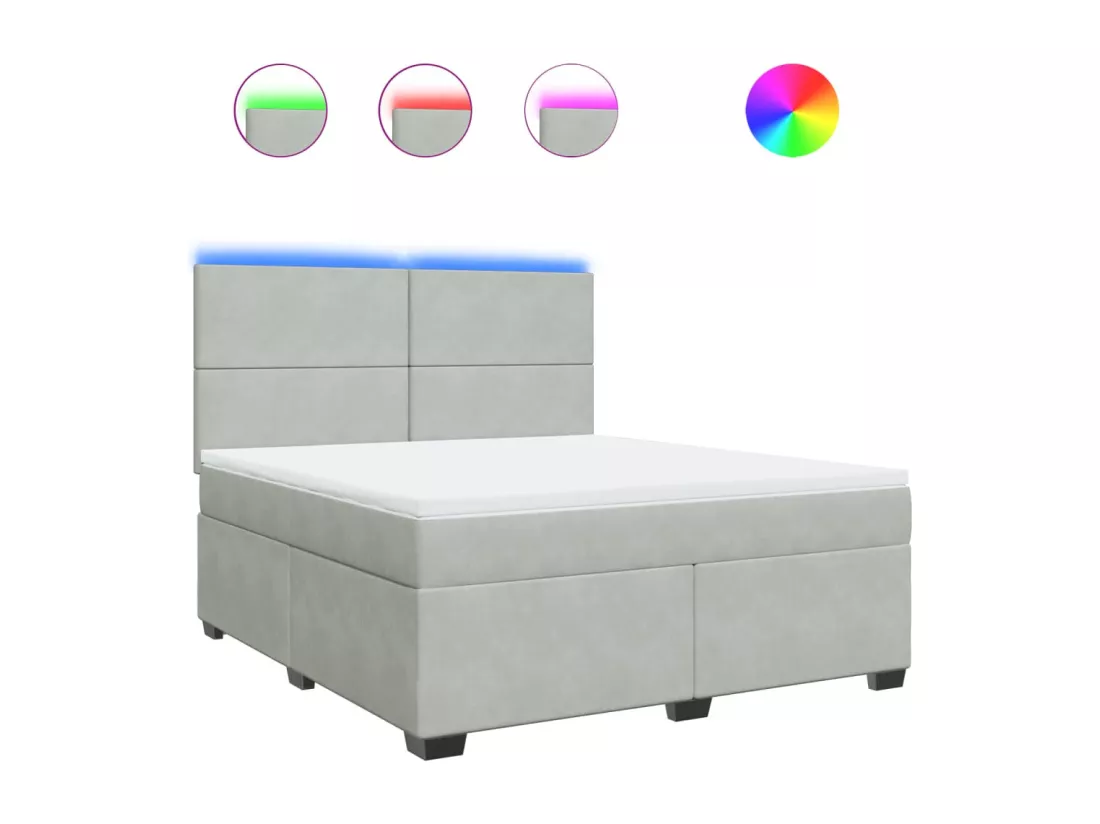 Sommier à lattes de lit et matelas Gris clair 180x200cm Velours