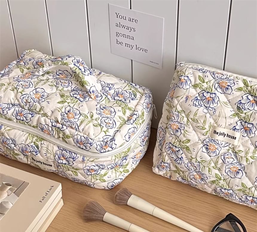 Minbrogy - Make-uptas van bloemenprintstof (verschillende ontwerpen)