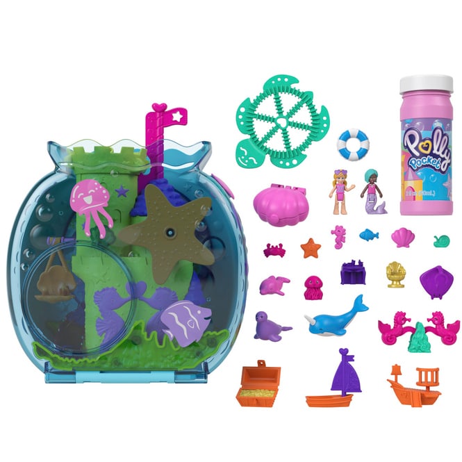 Polly Pocket - Seifenblasen Aquarium mit Unterwasserthema