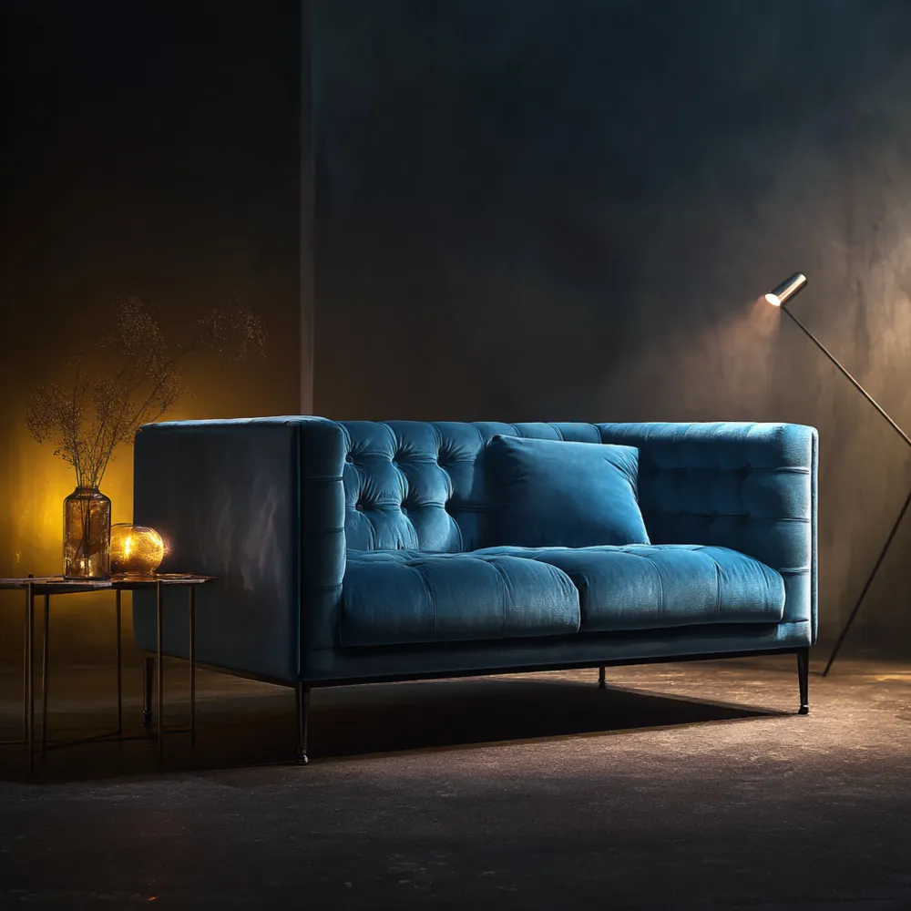 2-Sitzer-Sofa Samtpolster 150x85x75 cm – Blau – Modernes Design