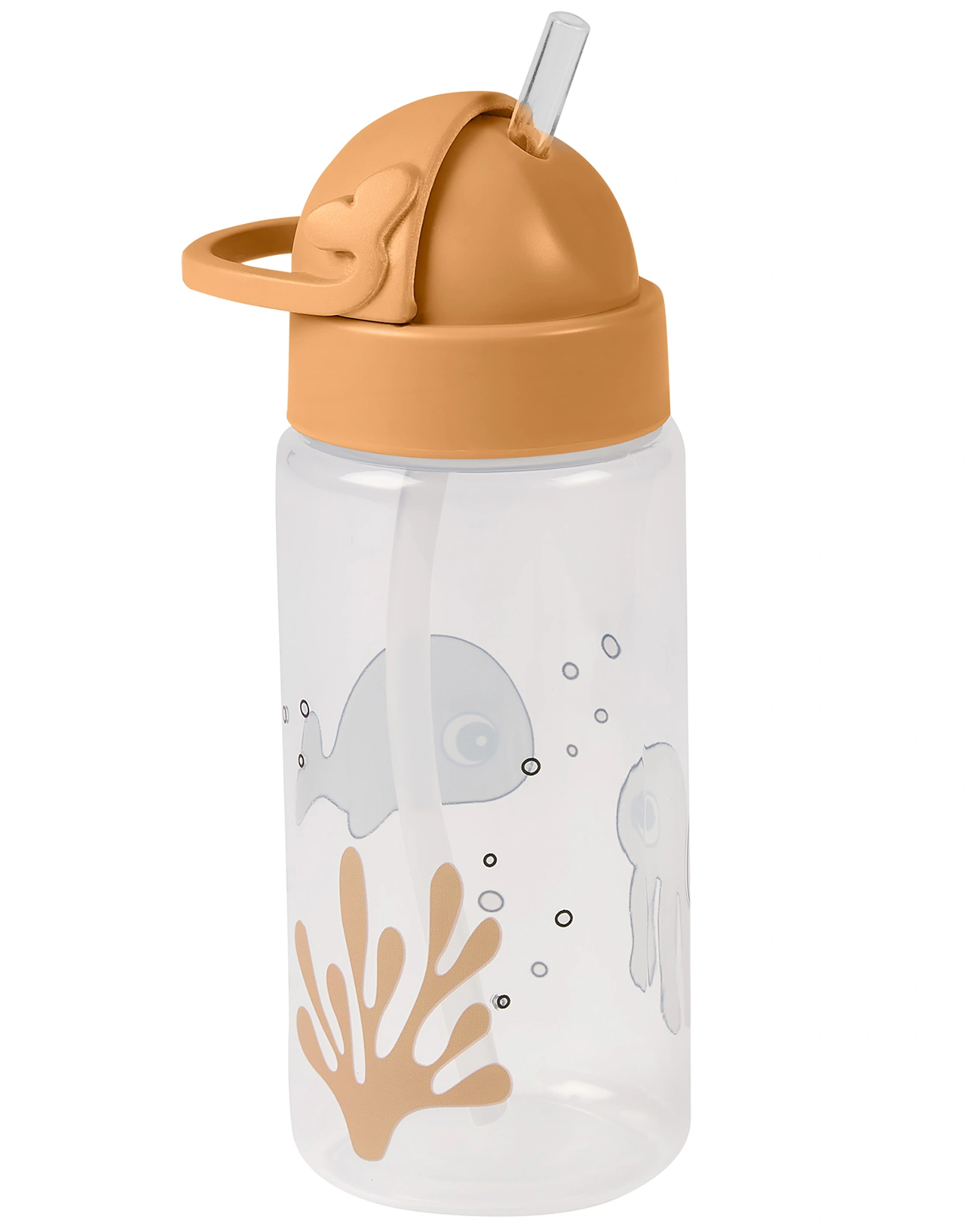Trinkflasche SEA FRIENDS (350ml) mit Trinkhalm in senfgelb