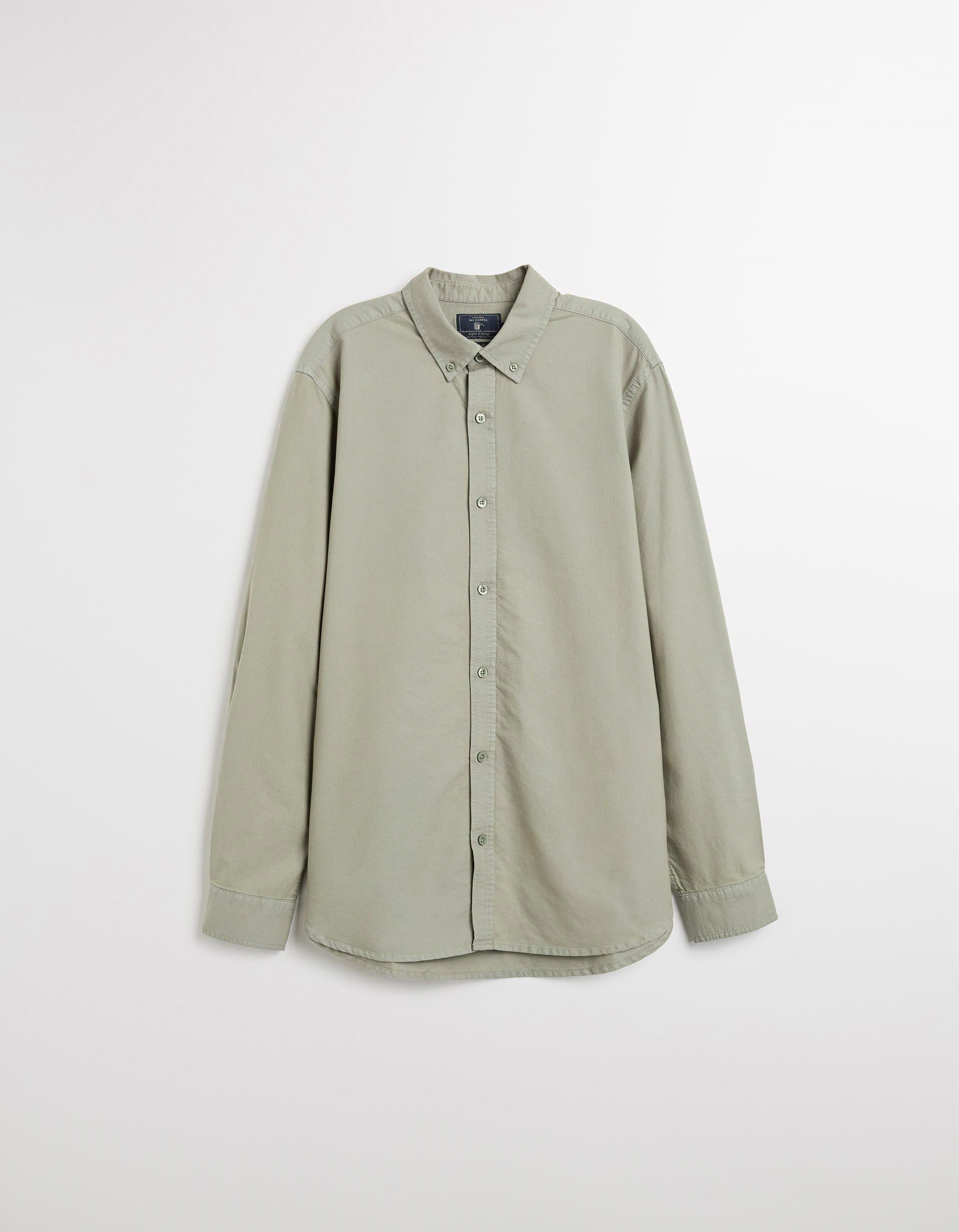 Camisa de Manga Comprida Oxford, Homem, Cinzento Claro
