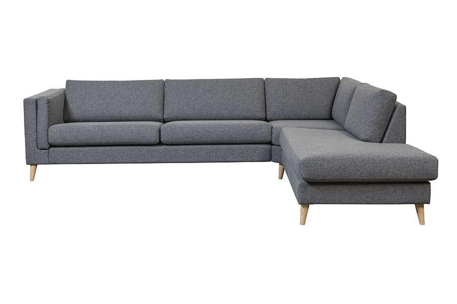 Edda sofa Tekstil Salsa 3 grey, ben 8, armlen G.