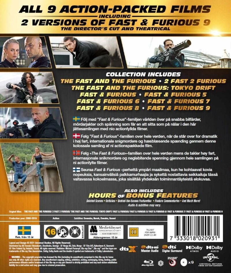 Fast And Furious 1-9 Box - Blu-Ray