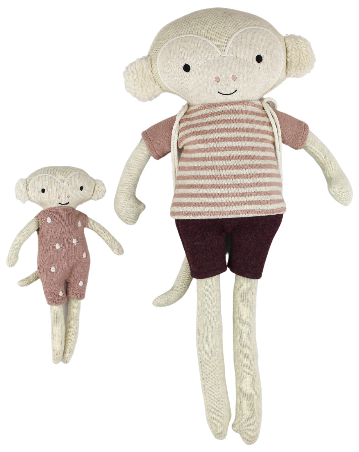 Kuscheltier AFFE MIT BABY (60cm) in rot/aubergine