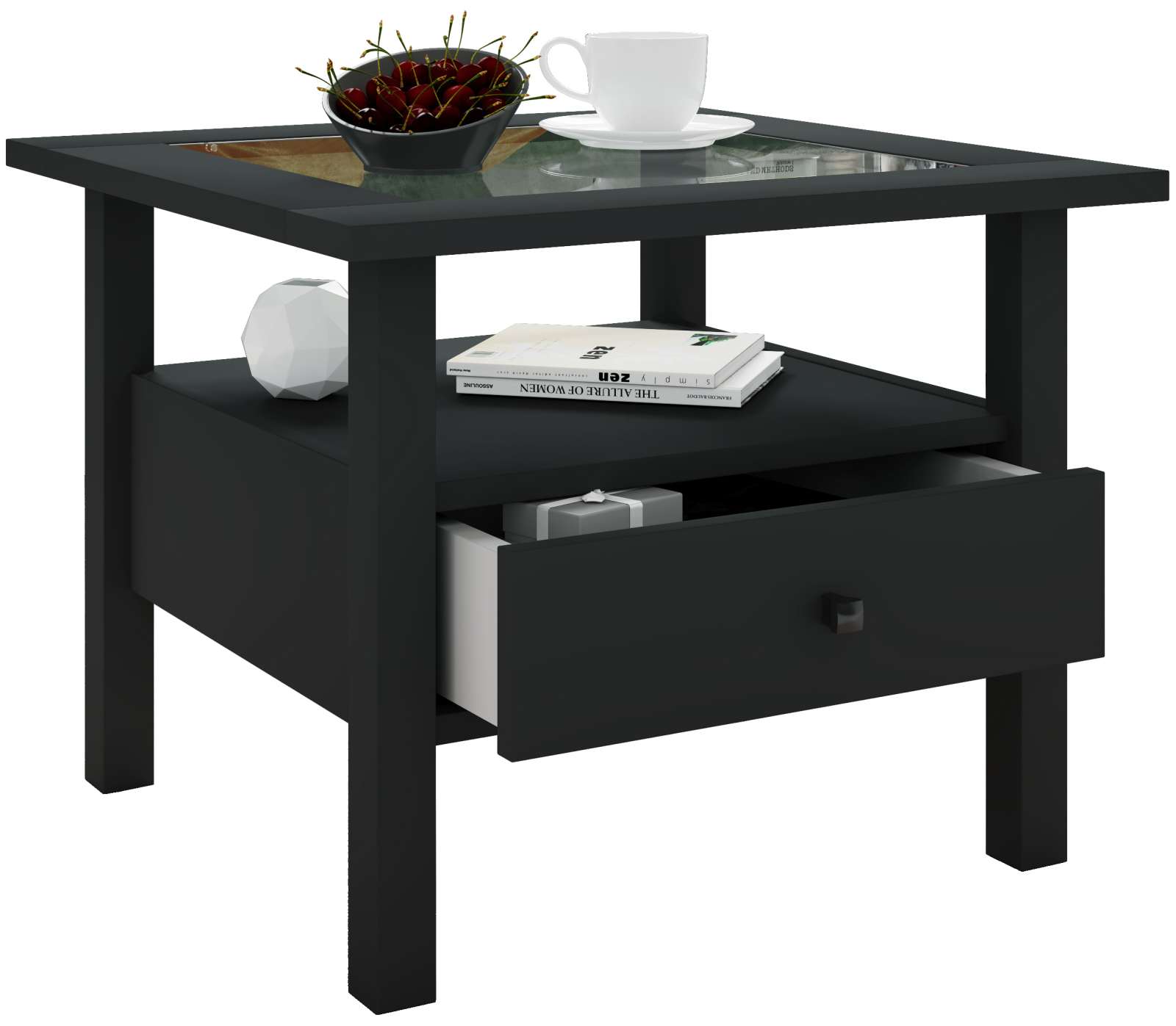Couchtisch LINGIS M - schwarz - Glasplatte