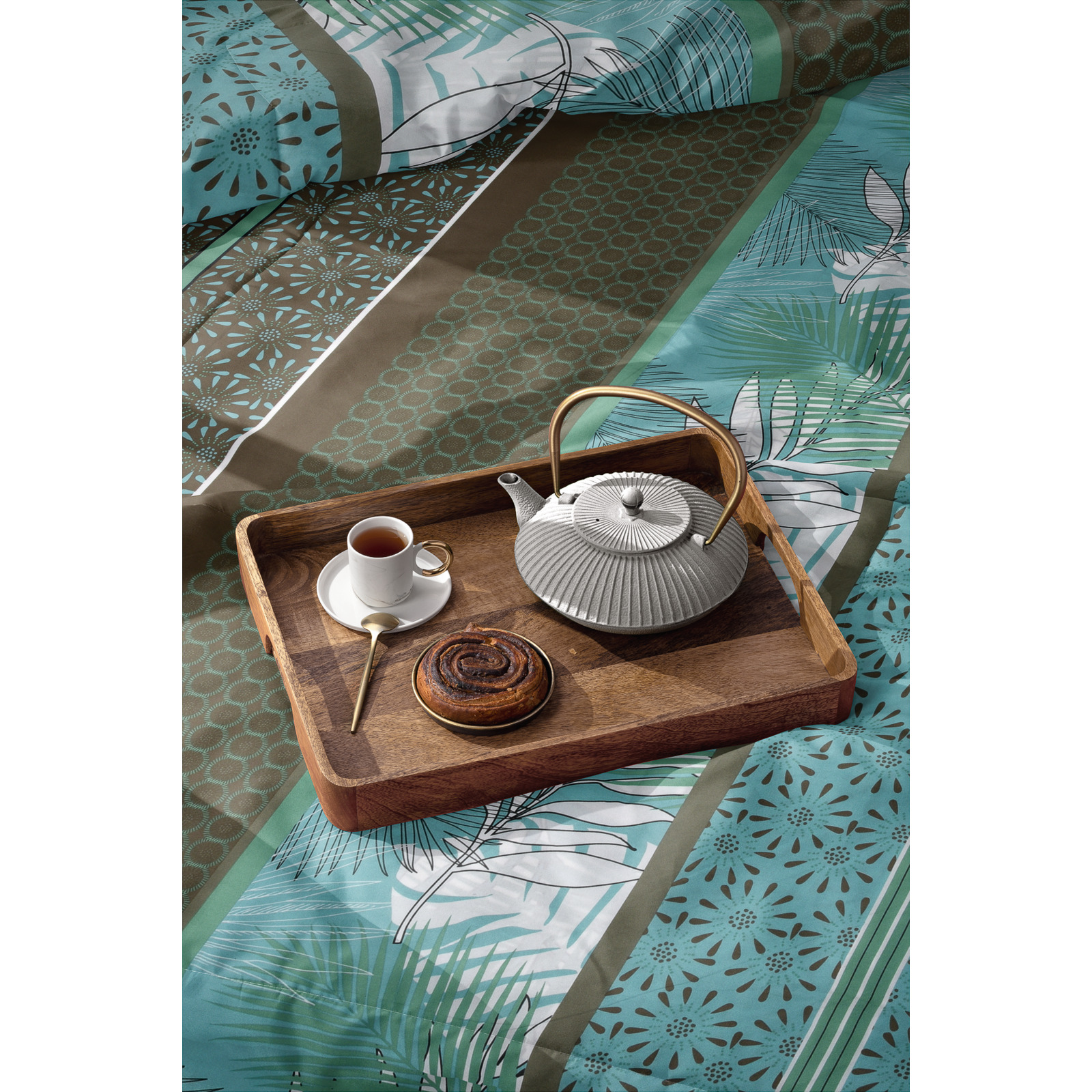Bettwäsche Microfaser floral türkisblau 50x70 Kissenbezug