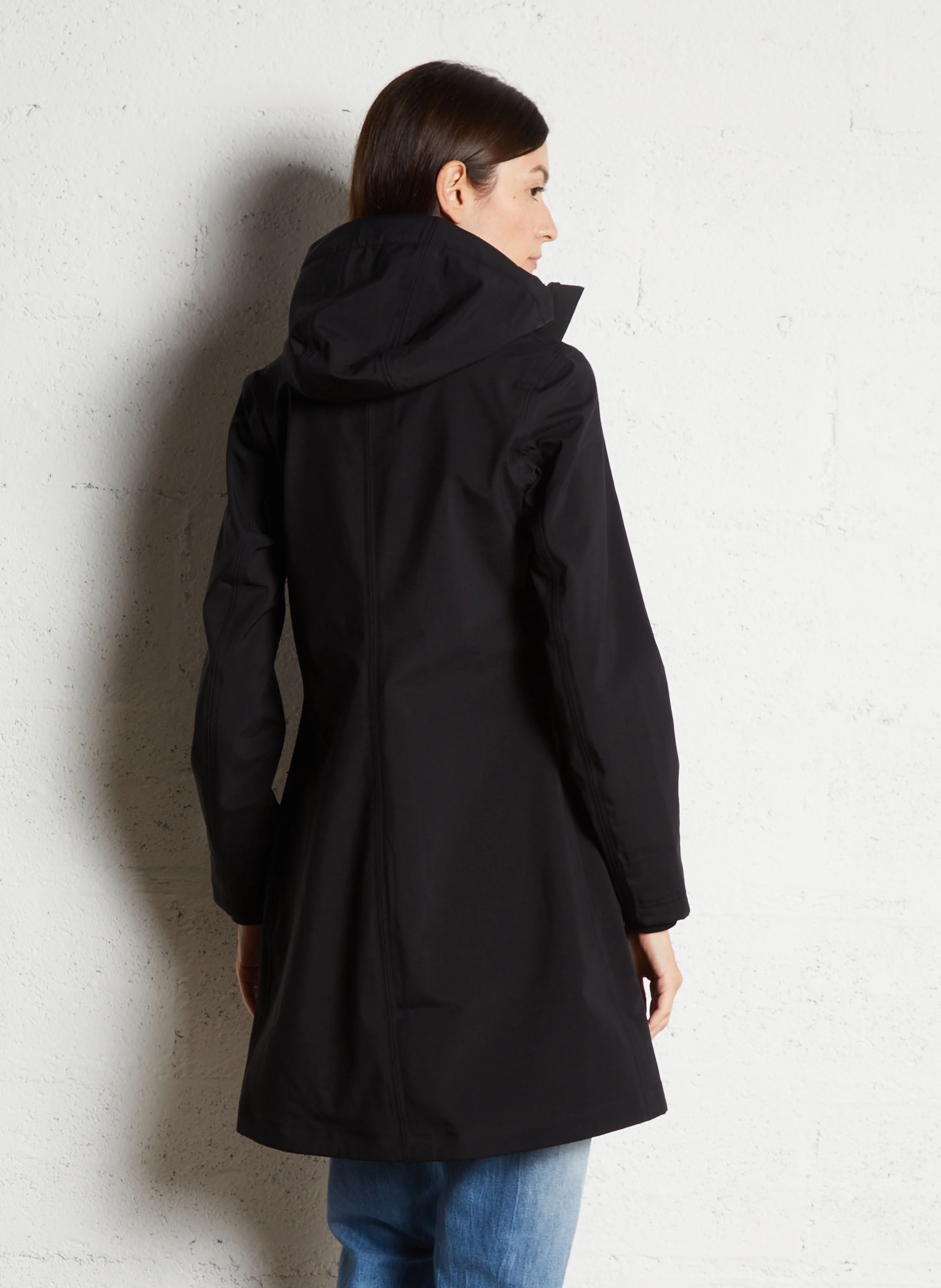 STEPHY BONDED - Imperméable col montant droit | Noir