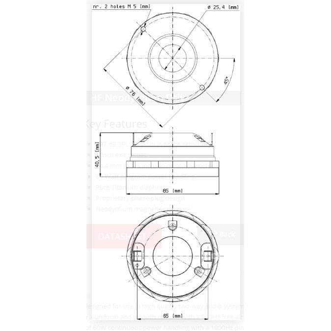 18 Sound ND1030 1 inch HF compressiedriver 8 Ohm