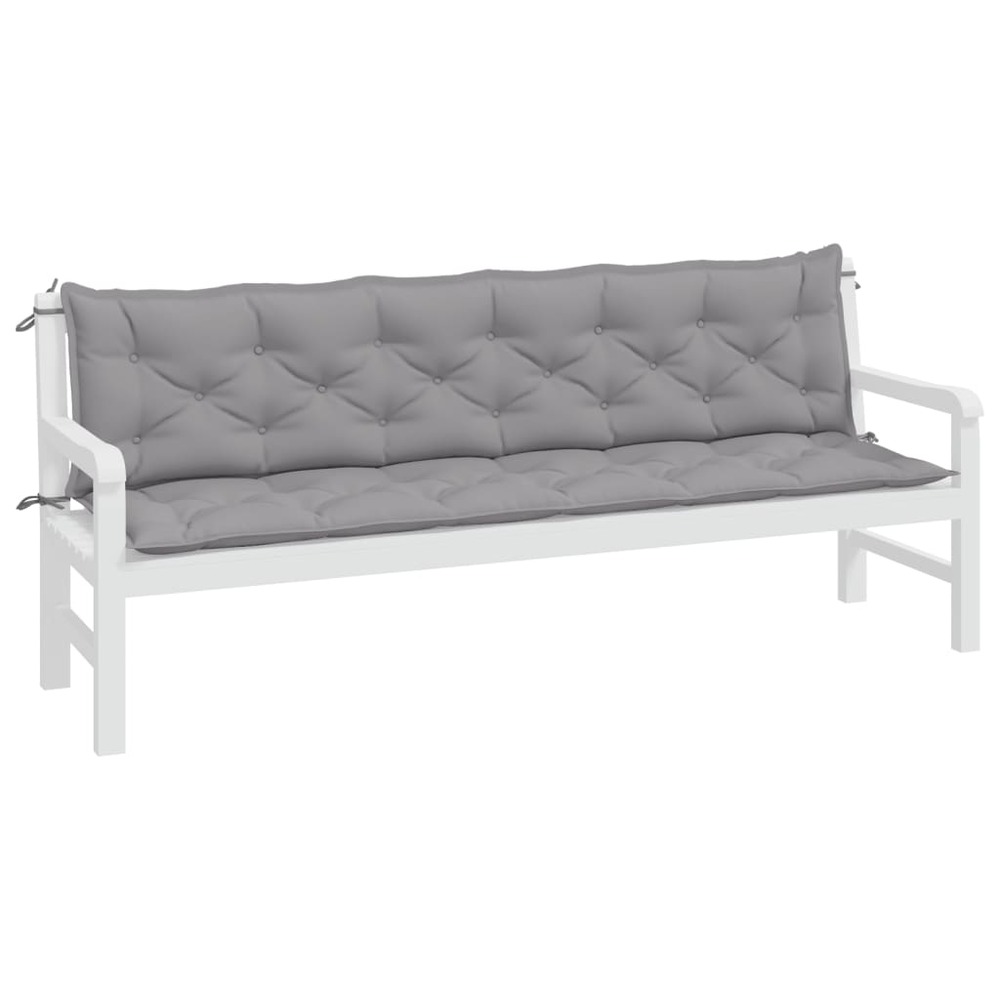 Coussins de banc de jardin 2 pcs gris 200x50x7 cm tissu oxford