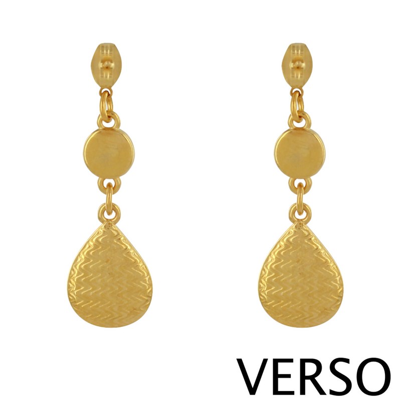 Boucles d'Oreilles Laiton Doré Disque et Goutte Résine Pailletée