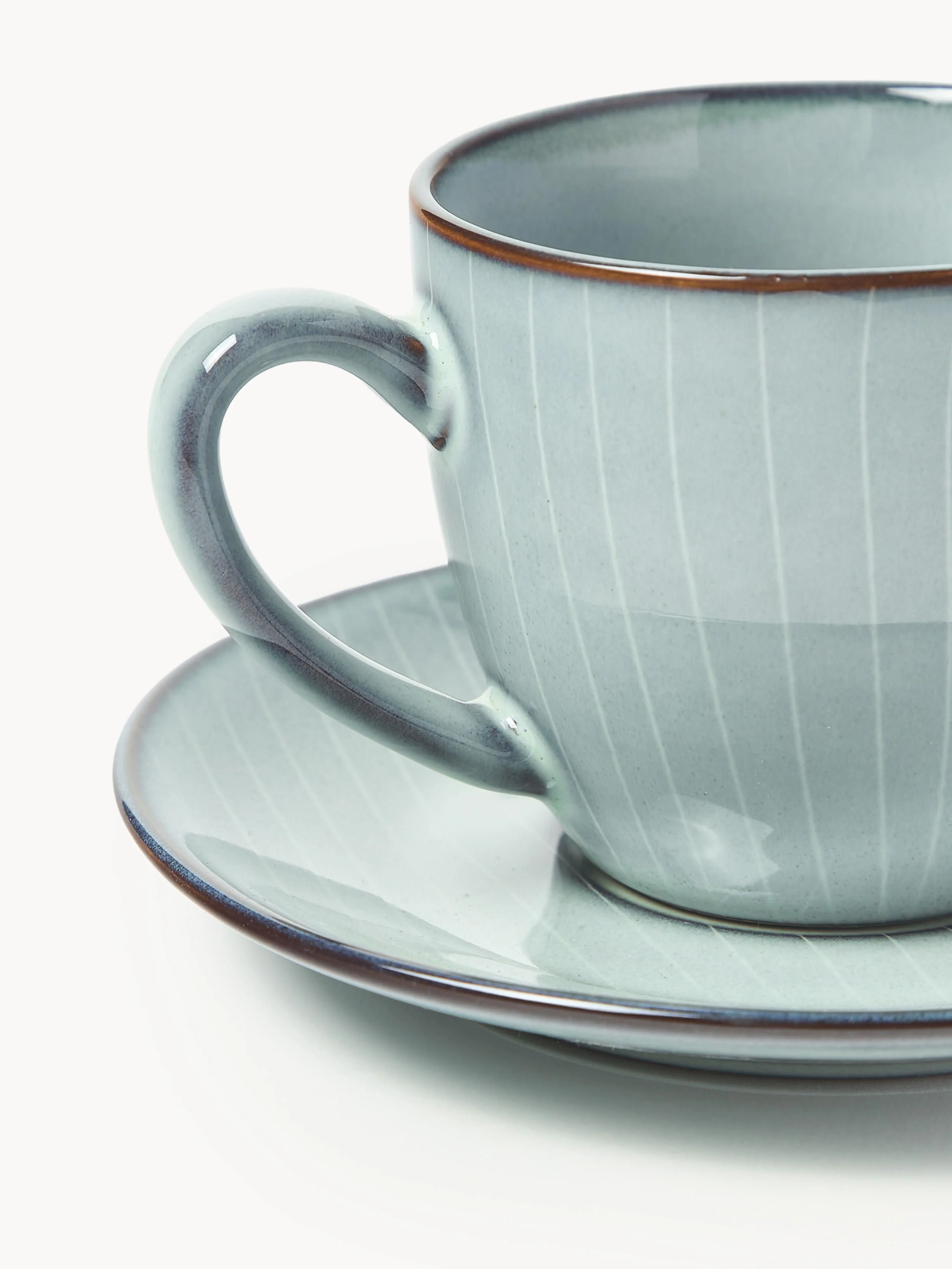Handgemaakte koffiekopje met schoteltje Nordic Sea