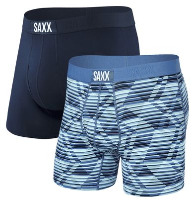 Boxer Saxx Ultra Super Soft Brief Fly (Pack de 2) Dazed Argyle/Navy Homme