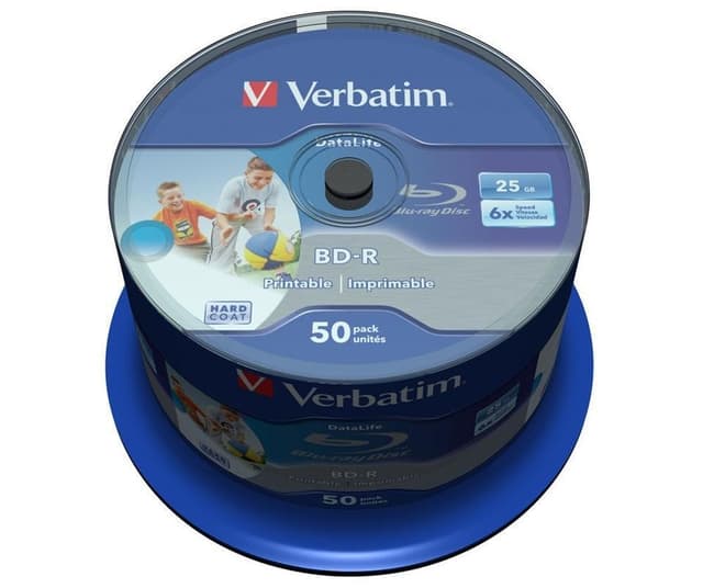 Verbatim BD-R SL, 6x, 25GB/200min, 50-pak spindel, Hard Coat