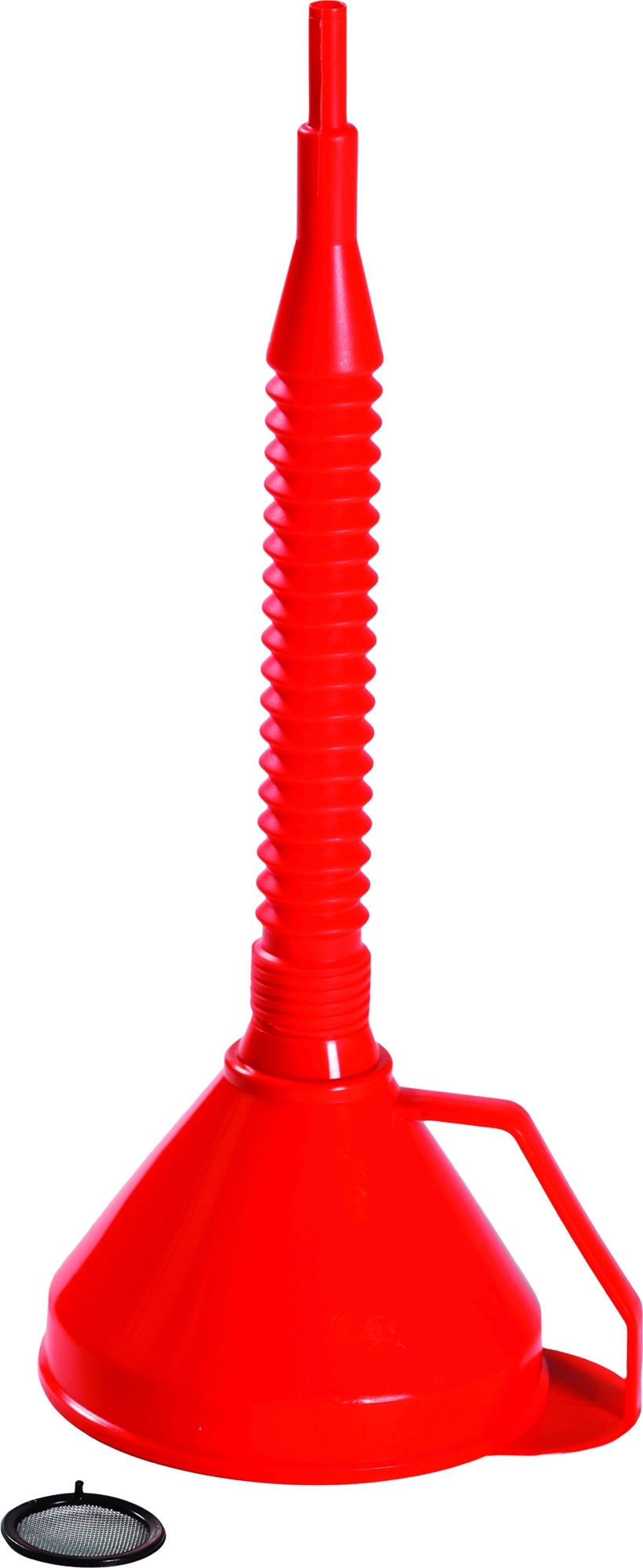IWH Trichter mit Handgriff mit Sieb und flexiblem Schlauch Ø 160 mm / rot