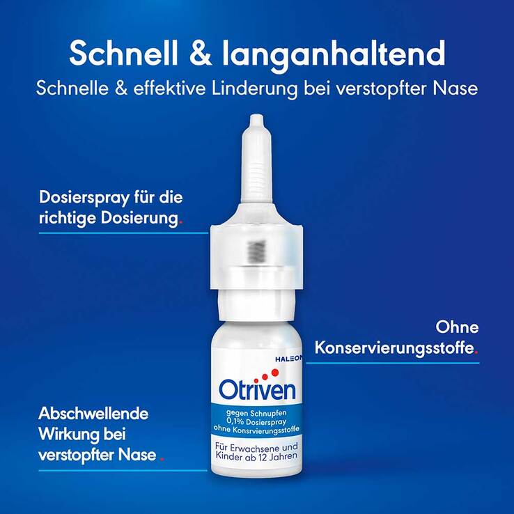 Otriven gegen Schnupfen 0,1 % Nasenspray (Dosierspray) ohne Konservierungsstoffe, 10 ml