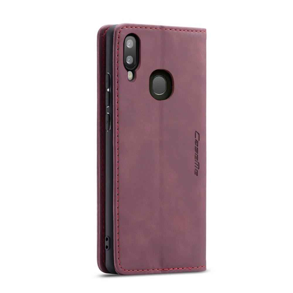 Samsung Galaxy A40 Leder Tasche Flip Wallet Etui mit Kartenfächern - Weinrot