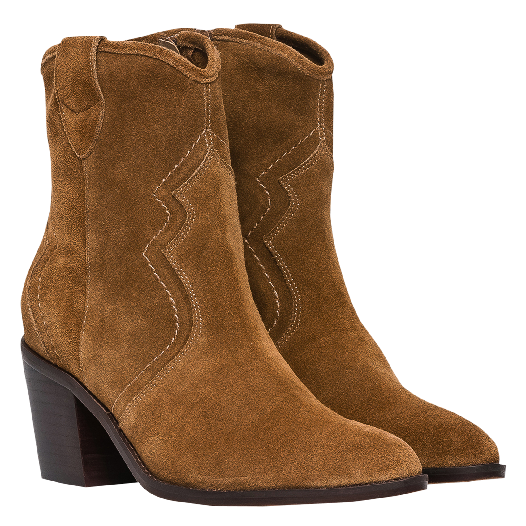 MAELLE - Boots en cuir velours | Marron