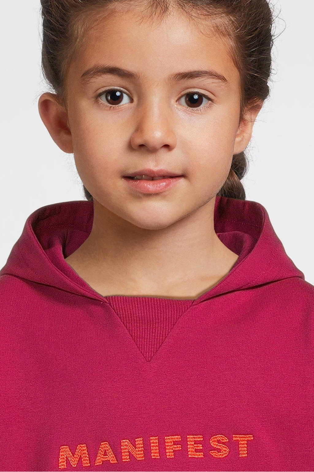Quapi hoodie DIANNE met tekst donkerroze/oranje