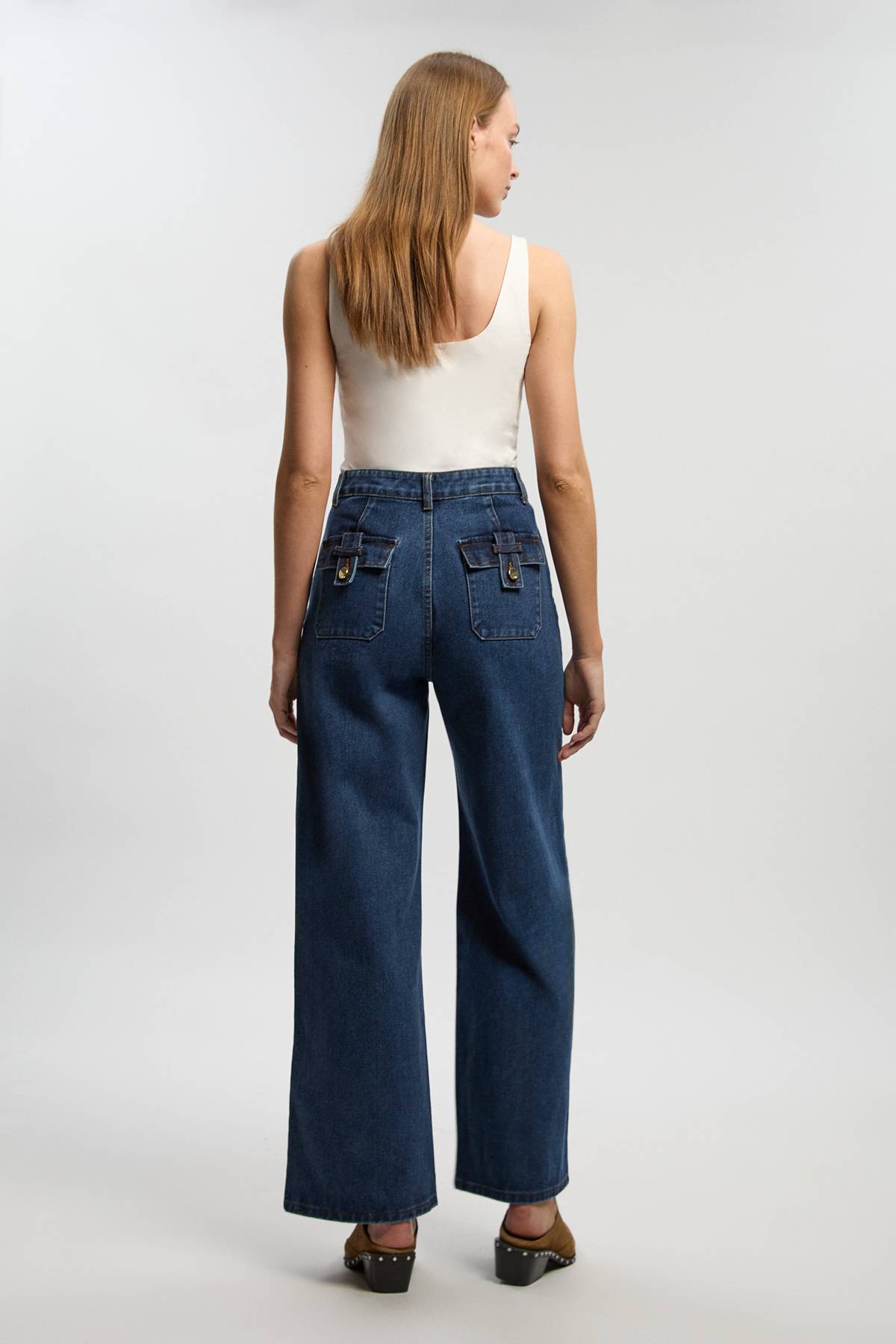 KarenMillen Jean Droit En Denim À Boutonnage Devant