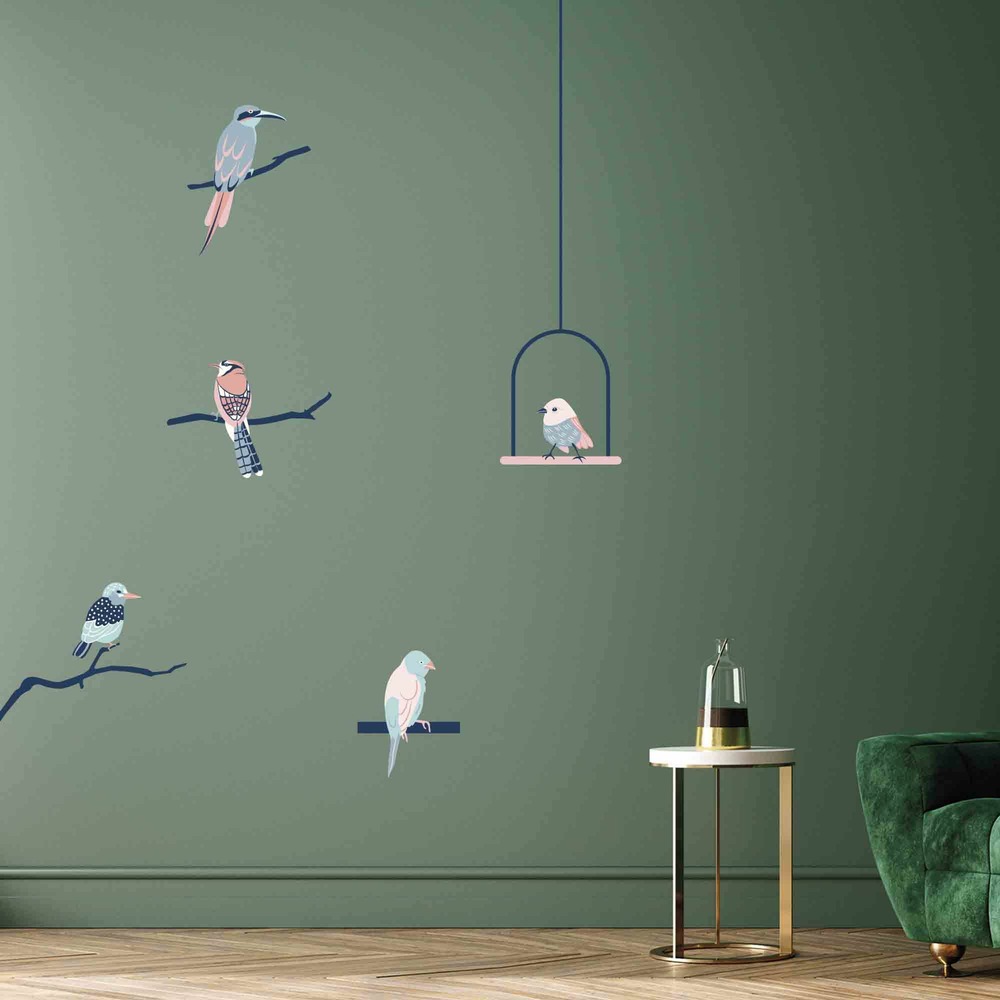Sticker mural - oiseaux et branches