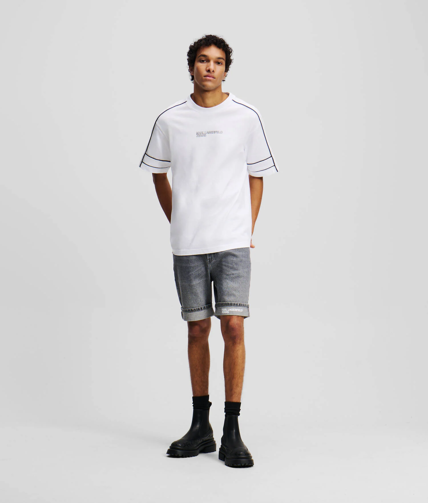 SHORT SLIM - Gris clair délavé