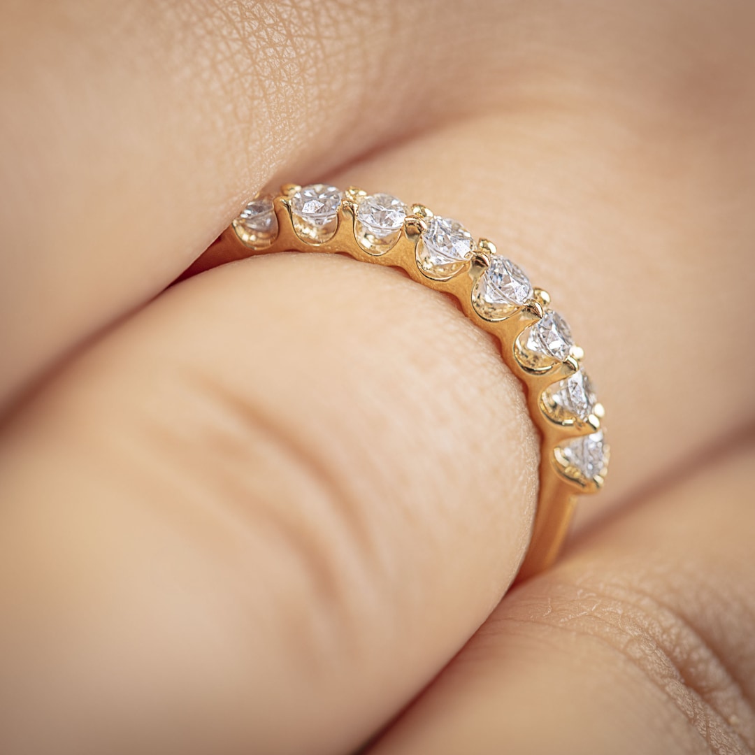 0.50 Karat Diamanten Mémoire Ring 750/18 K Gelbgold