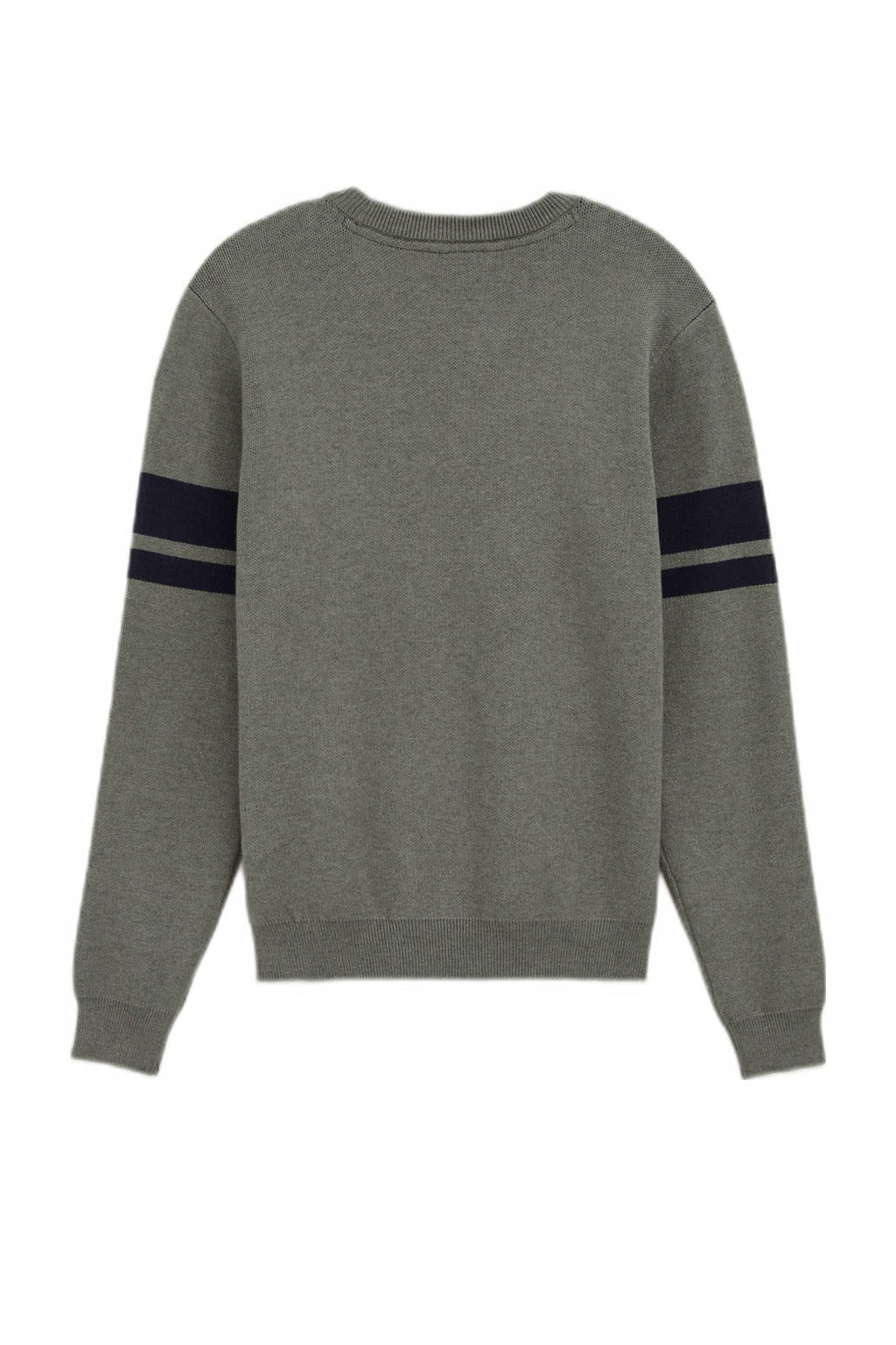 WE Fashion sweater met printopdruk grijsgroen/donkerblauw