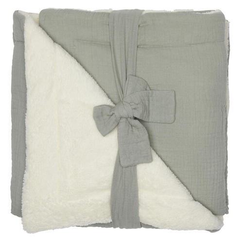Couverture peluche gaze & microfibre Vert de gris - BB&CO