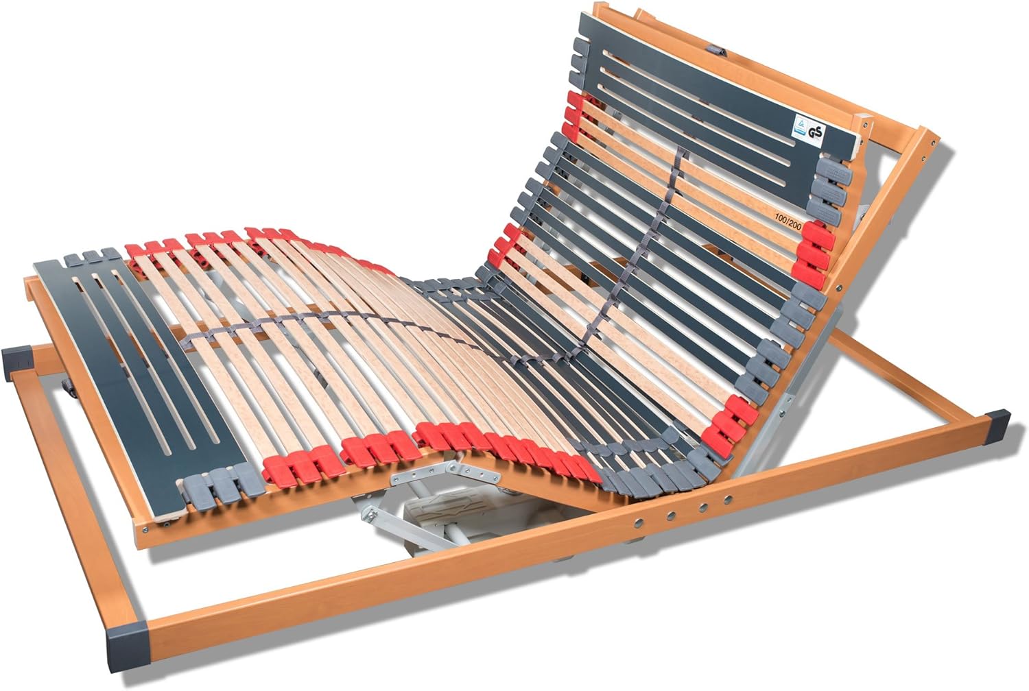 FMP Matratzenmanufaktur 7 Zonen Lattenrost Rhodos® EL | Kopf- und Fußteil elektrisch verstellbar | fertig montiert | 44 Leisten | Notabsenkung | TÜV Rheinland GS | Mittelgurt | 100x190 cm